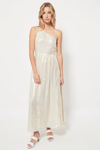 Robe asymétrique en soie Beige