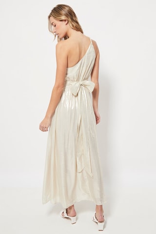 Robe asymétrique en soie Beige