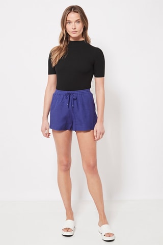 Short en lin taille haute Indigo