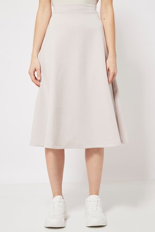 Jupe midi taille haute Beige