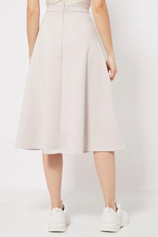 Jupe midi taille haute Beige