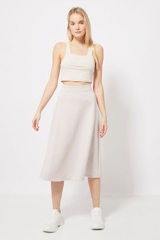 Jupe midi taille haute Beige