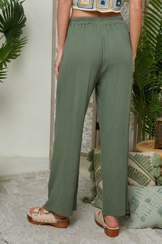 Wijde Linnen Broek - Kaki