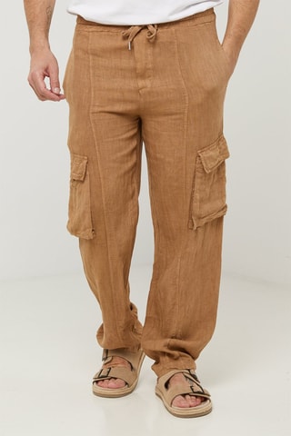Linnen Cargobroek - Camel - 100% linnen