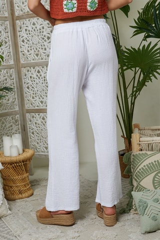 Wijde Linnen Broek - Wit