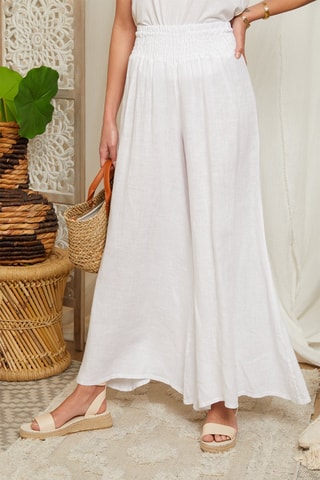 Calças flare  Branco - 100% linho