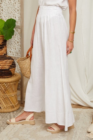Calças flare  Branco - 100% linho