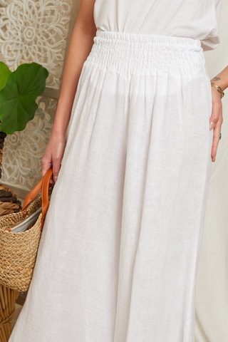 Calças flare  Branco - 100% linho