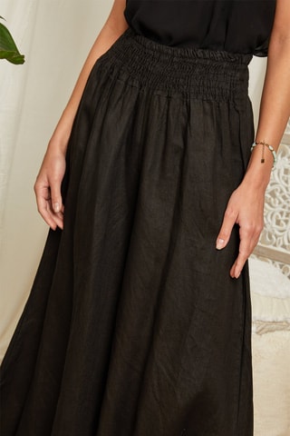 Linnen Broek Flare Cut Zwart