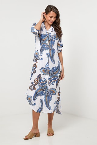 Linnen Blouse-jurk - Wit - 100% linnen