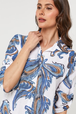 Linnen Blouse-jurk - Wit - 100% linnen