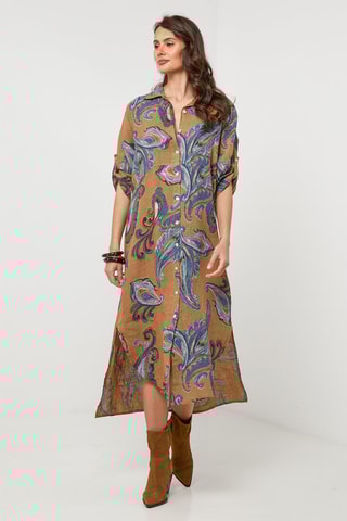Linnen Blouse-jurk - Camel - 100% linnen