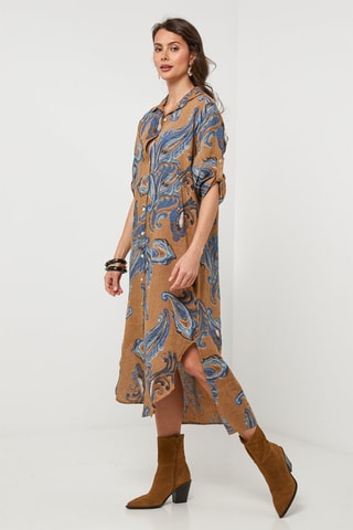 Linnen Blouse-jurk - Camel - 100% linnen