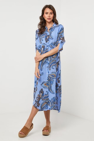 Linnen Blouse-jurk - Blauw - 100% linnen