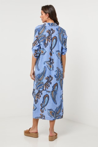 Linnen Blouse-jurk - Blauw - 100% linnen