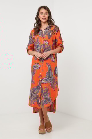 Linnen Blouse-jurk - Oranje - 100% linnen
