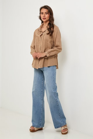 Linnen Blouse - Camel - 100% linnen
