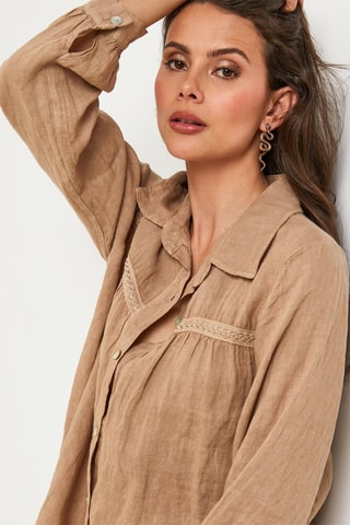 Linnen Blouse - Camel - 100% linnen