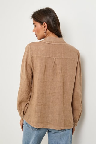 Linnen Blouse - Camel - 100% linnen