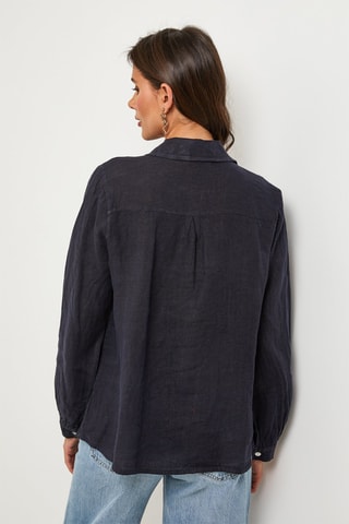 Linnen Blouse - Marineblauw - 100% linnen