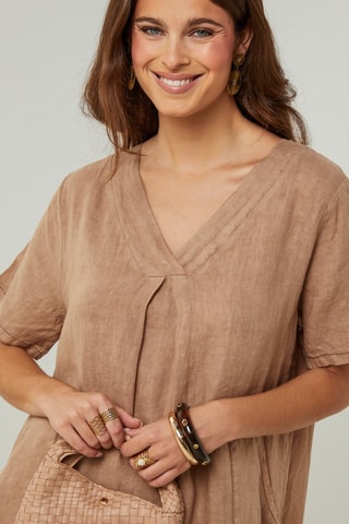 Vestido 100% linho - Camel