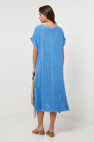Lange Linnen Jurk - Blauw