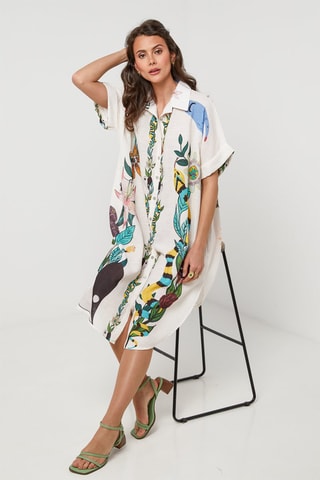 Vestido comprido em linho - Branco