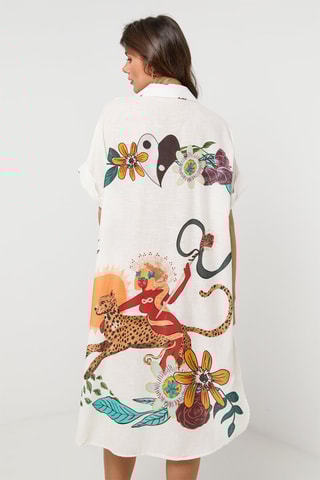 Vestido comprido em linho - Branco