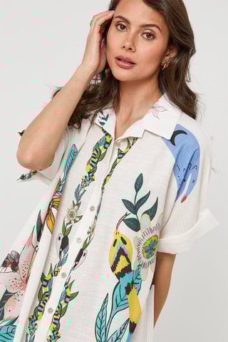 Vestido comprido em linho - Branco