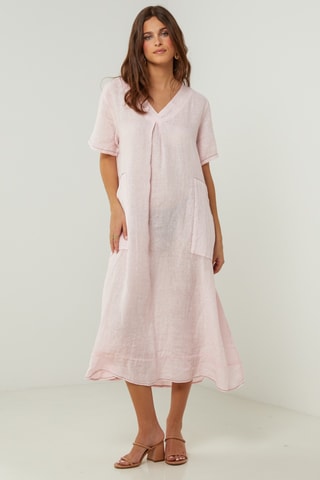 100% Linnen Jurk - Roze