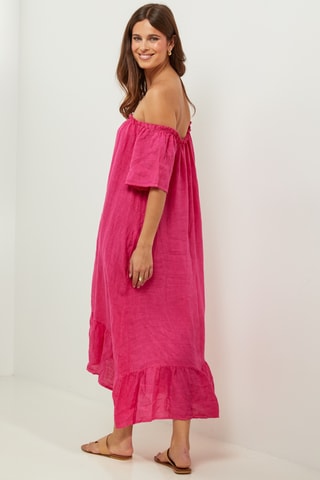 100% Linnen Jurk - Fuchsia