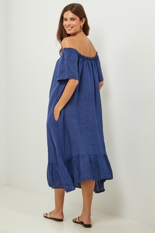100% Linnen Jurk - Marineblauw