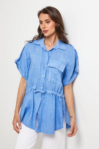 Linnen Blouse - Blauw - 100% linnen