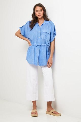 Linnen Blouse - Blauw - 100% linnen