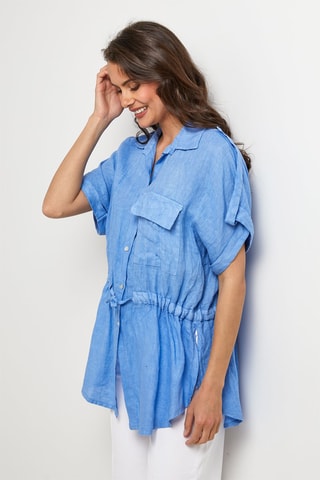 Linnen Blouse - Blauw - 100% linnen