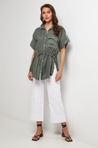 Linnen Blouse - Kaki - 100% linnen