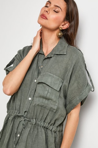 Linnen Blouse - Kaki - 100% linnen