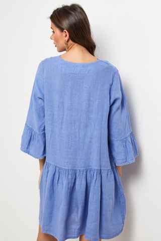 Linnen Trapezium Jurk - Blauw