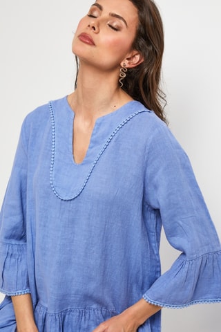 Linnen Trapezium Jurk - Blauw