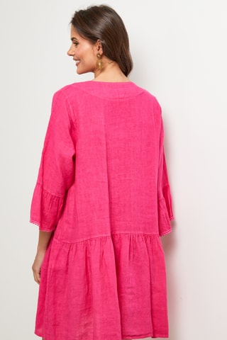 Linnen Trapezium Jurk - Fuchsia