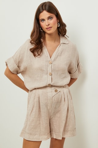 Camisa 100% linho - Bege