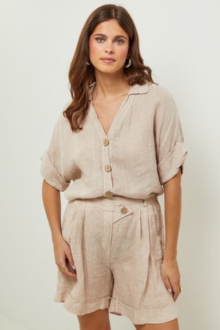 Camisa 100% linho - Bege