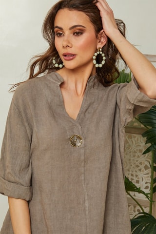 Top - Taupe - 100% linnen