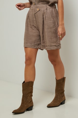 100% Linnen Short - Taupe