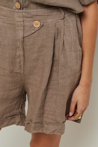 100% Linnen Short - Taupe