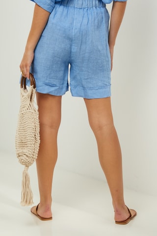 100% Linnen Short - Indigoblauw