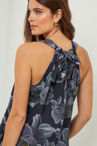 Mouwloze 100% Linnen Jumpsuit - Marineblauw