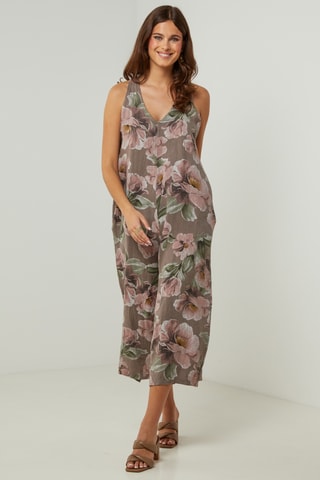 Mouwloze 100% Linnen Jumpsuit - Taupe