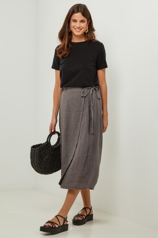 100% Linnen Rok - Taupe