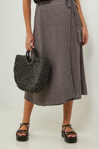 100% Linnen Rok - Taupe